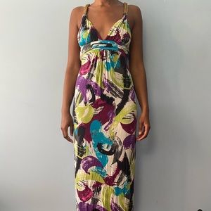 Vintage Colorful boho / bohemian T-Bags Flowy Maxi Dress